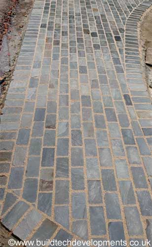 cobbles laid in half bond